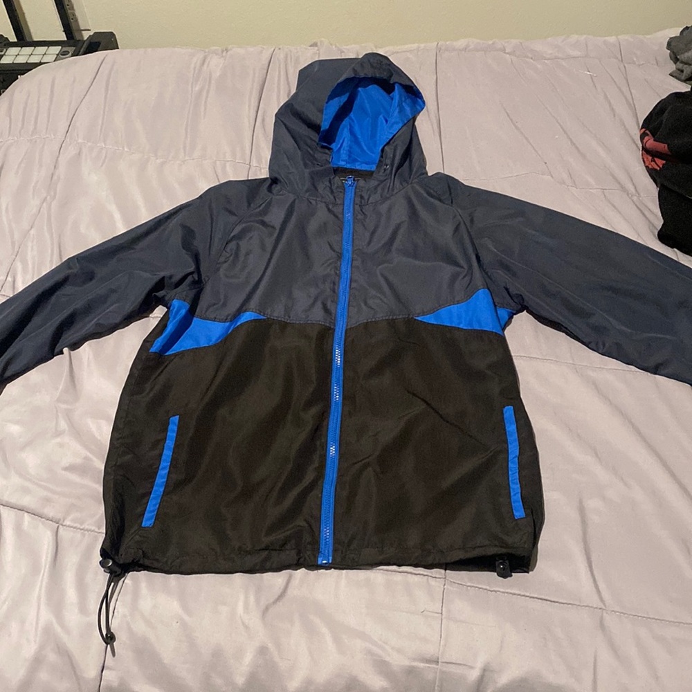 Black and blue windbreaker
